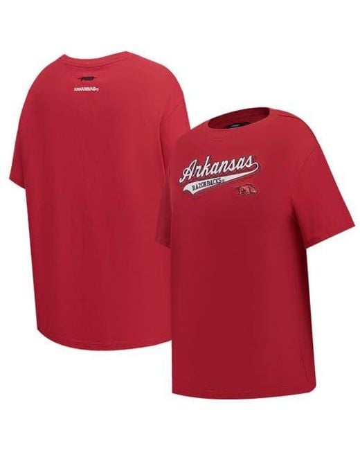 Pro Standard Red Arkansas Razorbacks Script Tail Oversized Boyfriend T-Shirt