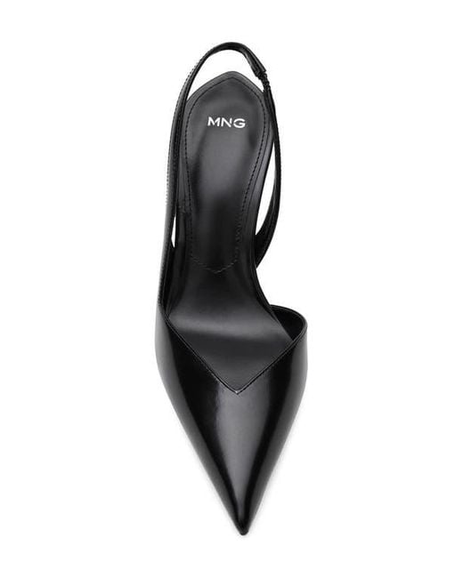 Mango Black Slingback Half D'Orsay Pointed Toe Pump