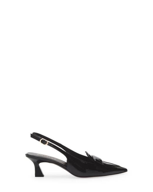 Stuart Weitzman Black Sovinnie Slingback Patent Loafer Pump