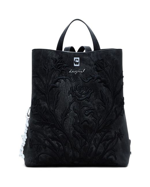 Desigual Flower Embossed Faux Leather Backpack in Black | Lyst display picture 2