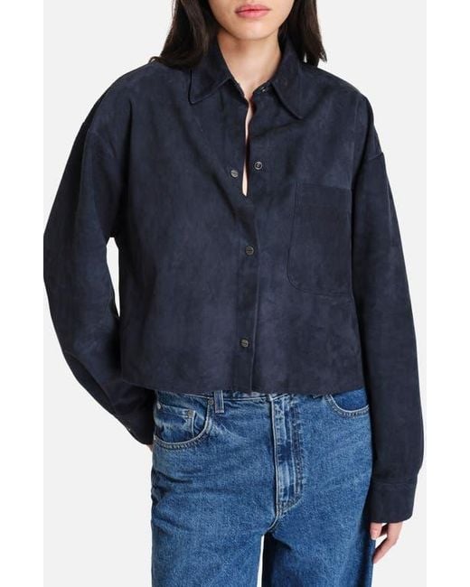 Twp Blue Little Big Joe Suede Snap-Up Shirt