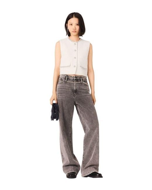 Maje Natural Beaded Tweed Jacket
