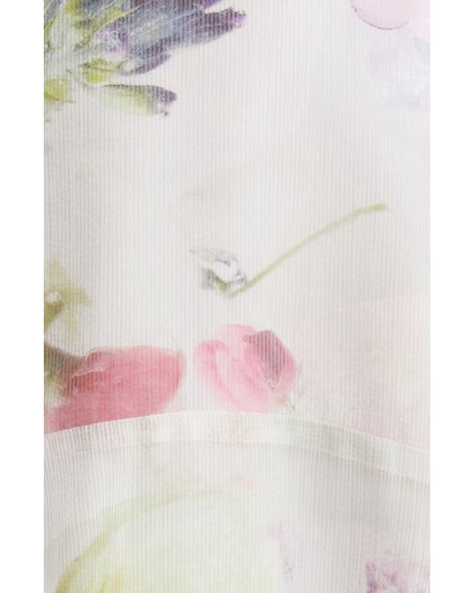 Ted Baker White Sangro Floral Ruffle Detail Dress