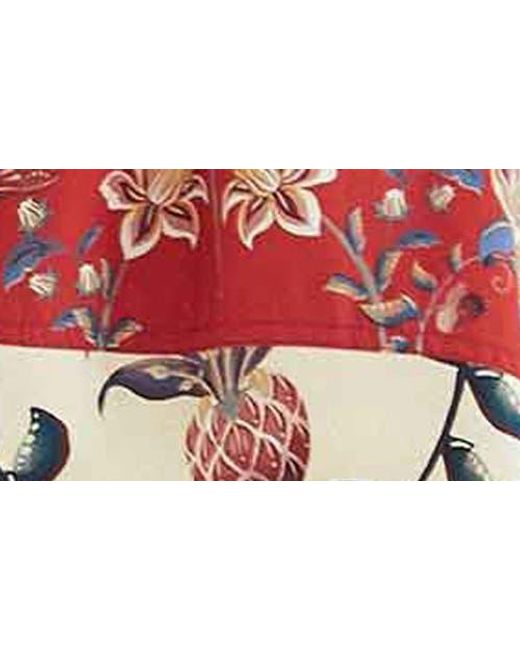 Farm Rio Red Winter Breeze Mixed Print Cotton Skirt