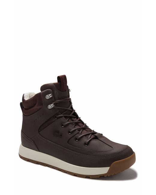 Overskrift serviet performer Lacoste Faux Fur Trim Leather Hiking Boot in Brown for Men | Lyst