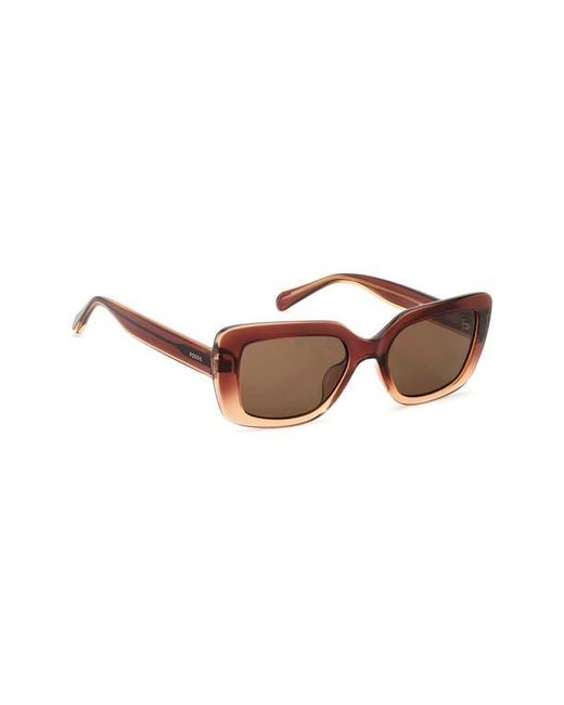 Fossil Brown 52Mm Gradient Rectangular Sunglasses