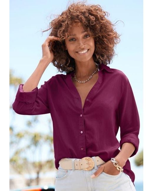 Lascana Purple Button Down Blouse