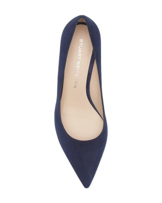 Stuart Weitzman Blue Stuart Power 50 Block Heel Pump