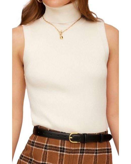 Fifteen Twenty Brown Kelli Turtleneck Sleeveless Rib Sweater