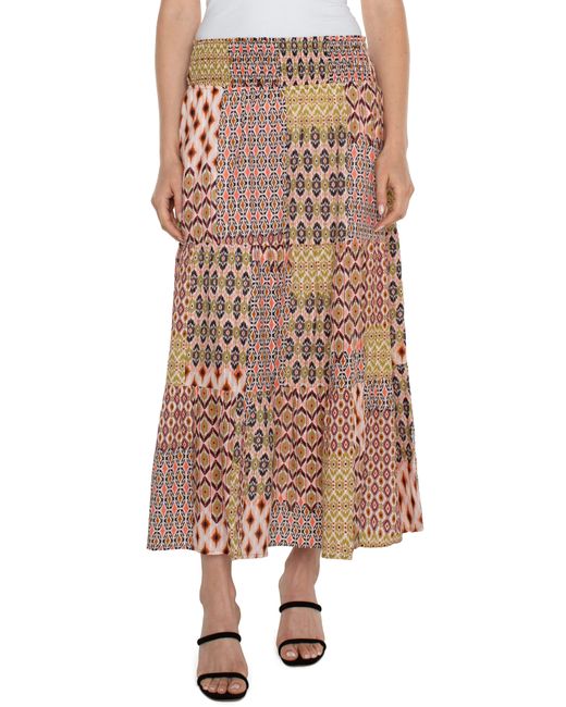 Liverpool Los Angeles Multicolor Tiered Patchwork Maxi Skirt
