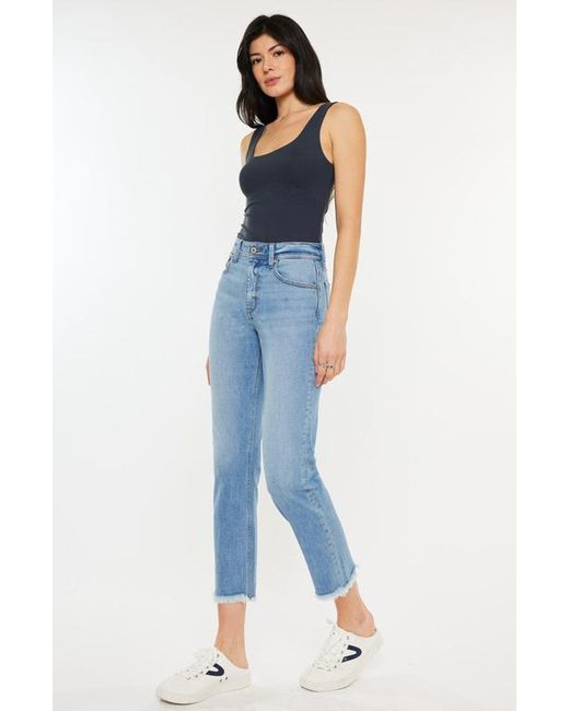 Kancan Blue Nancy Essentials High Rise Slim Straight Leg Jeans