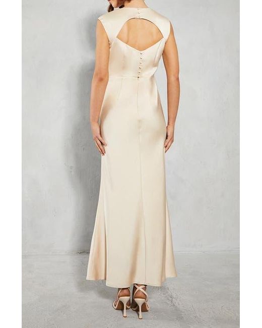 Oasis Natural Satin Maxi Bridesmaid Dress