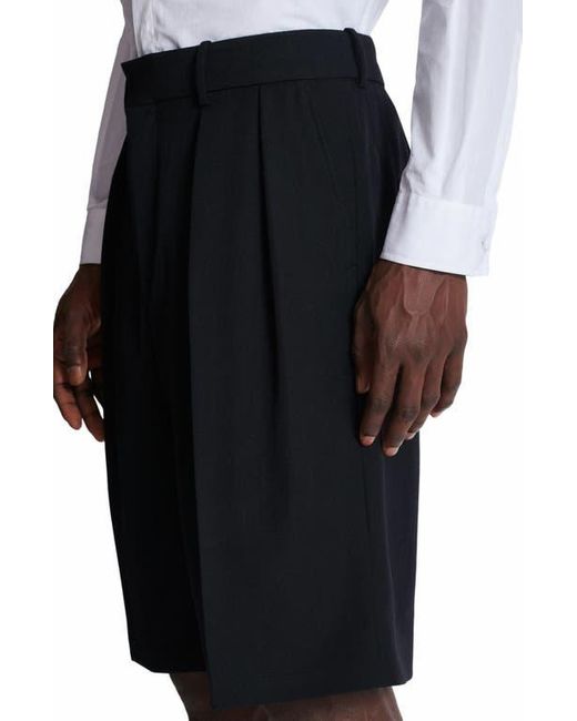 Balmain Black Grain De Poudre Pleated Bermuda Shorts for men