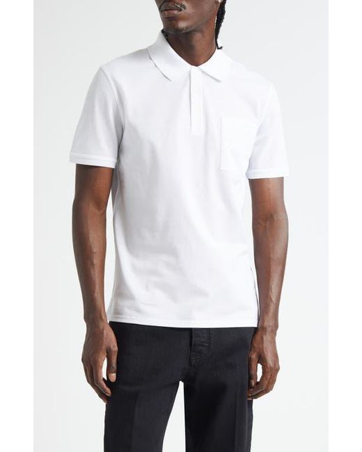 Givenchy White Logo Patch Regular Fit Cotton Piqué Polo for men