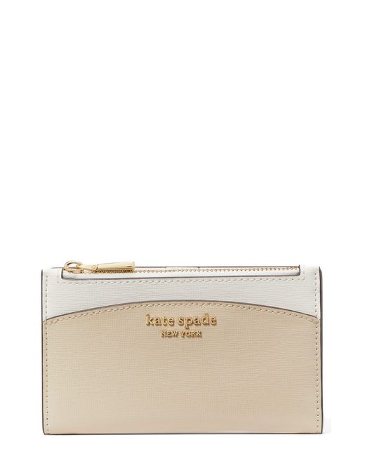 Kate Spade Natural Morgan Colorblock Saffiano Leather Wallet