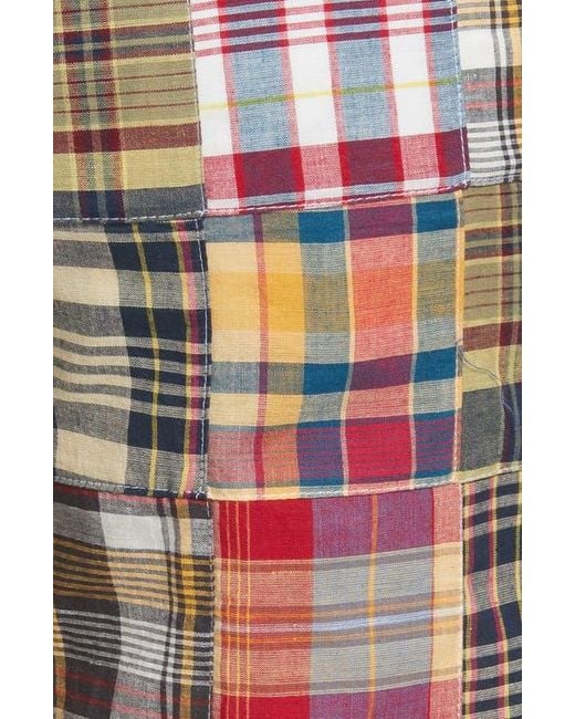 Berle Blue Patchwork Madras Flat Front Shorts for men