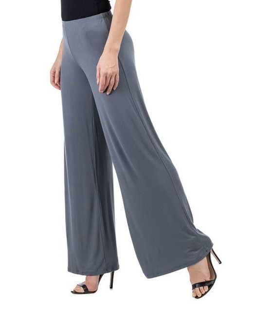 24seven Comfort Apparel Blue Comfortable Solid Color Palazzo Pants