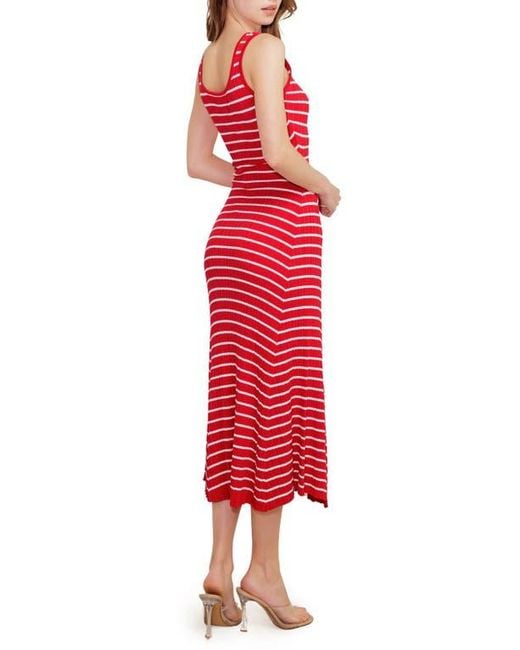FREEMARKET Red Stripe Rib Midi Dress
