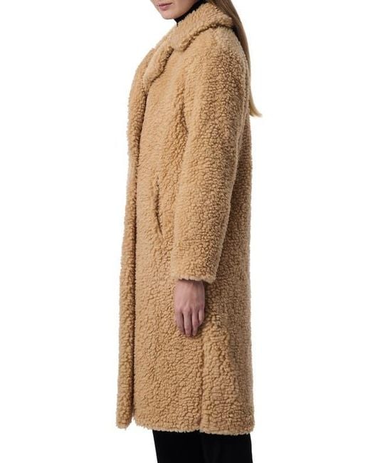 Bernardo Brown Faux Shearling Double Breasted Longline Coat