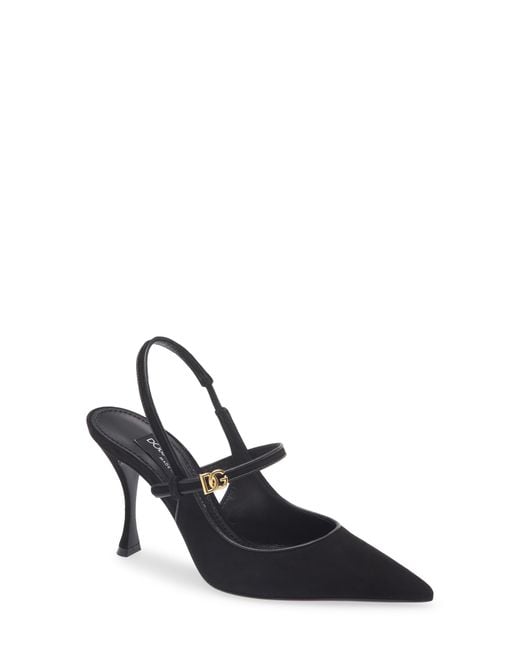 Dolce & Gabbana Blue Pointed Toe Slingback Pump