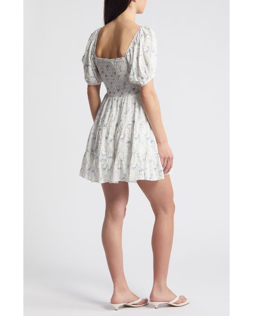 All In Favor White Floral Cotton Minidress In At Nordstrom, Size Small