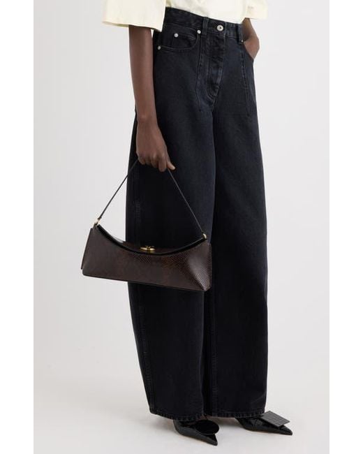 Jacquemus Brown The Ovalo Snakeskin Embossed Leather Shoulder Bag