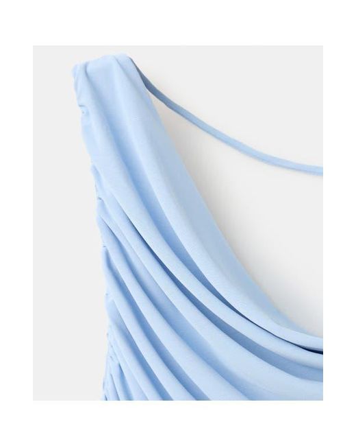 Mango Blue Drape Detail Open Back Top