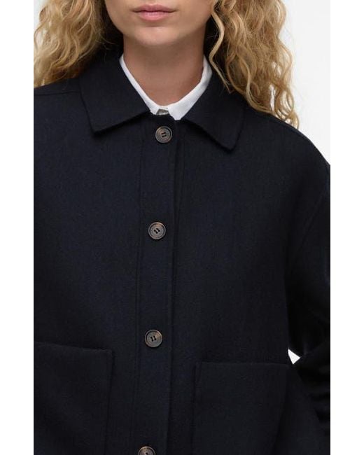 Barbour Black Ashdon Double Face Wool Blend Overshirt