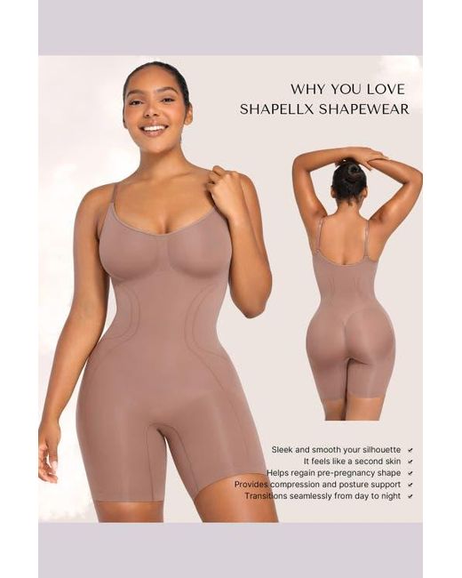 Shapellx Natural Seamless Mid-Thigh Full Shaping Bodysuit