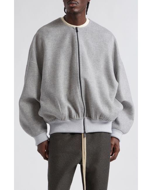 Fear Of God Gray Double Faced Virgin Wool & Cashmere Collarless Bomber Jacket for men