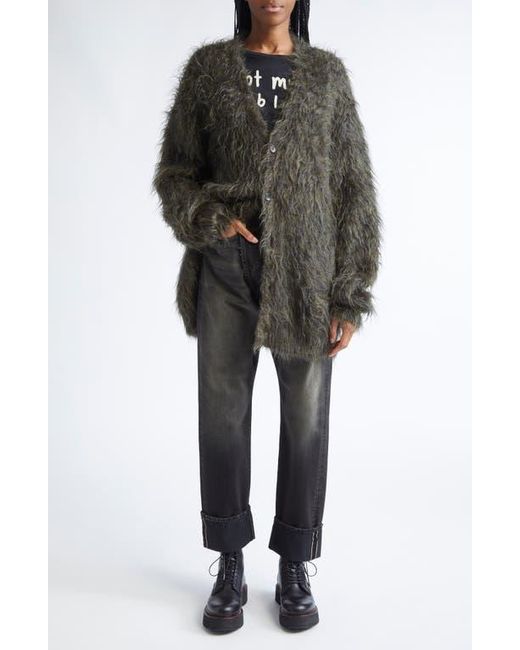 R13 Black Oversize Kid Mohair Blend Boyfriend Cardigan