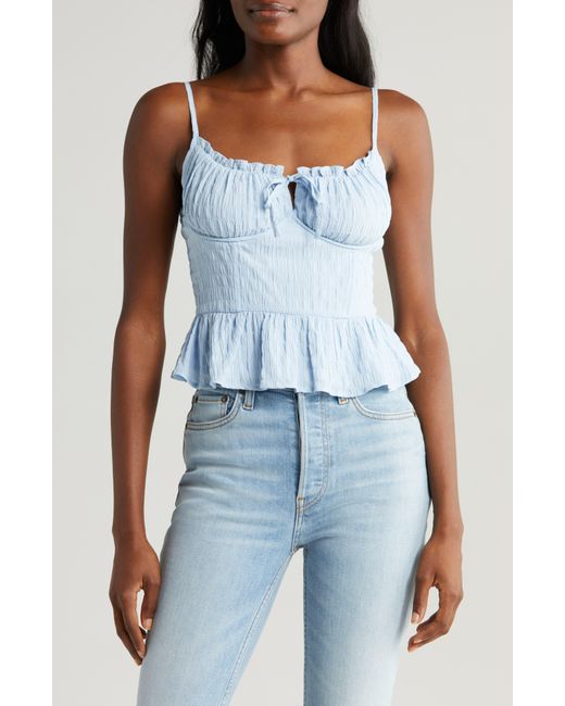 All In Favor Blue Peplum Bustier Camisole In At Nordstrom, Size X-large