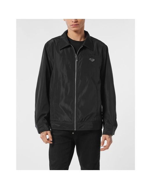 Philipp Plein Black Nylon Coster Jacket for men