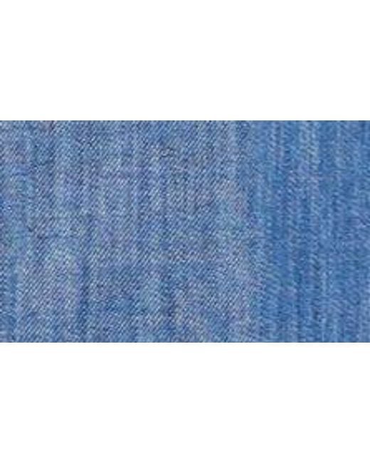 Zimmermann Blue Blanket Stitch Denim Mini Shirtdress