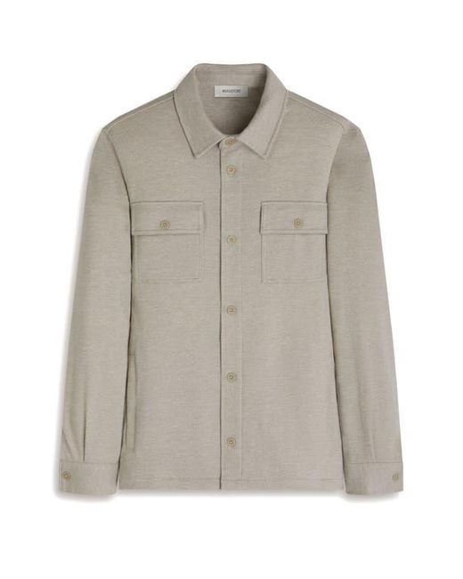 Bugatchi Gray Slub Knit Wool & Cotton Button-Up Shirt Jacket for men