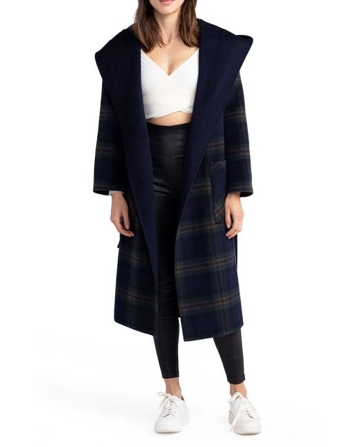 BELLE AND BLOOM Arcadia Oversize Belted Wool Blend Coat in Blue Lyst