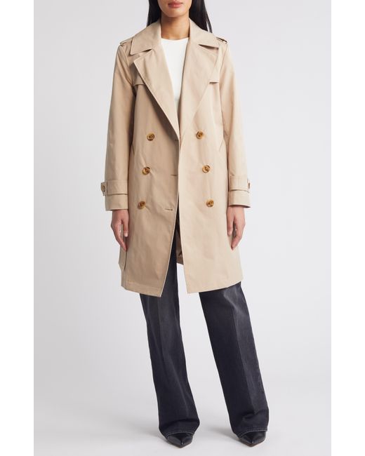 BCBGMAXAZRIA Natural Double Breasted Belted Trench Coat
