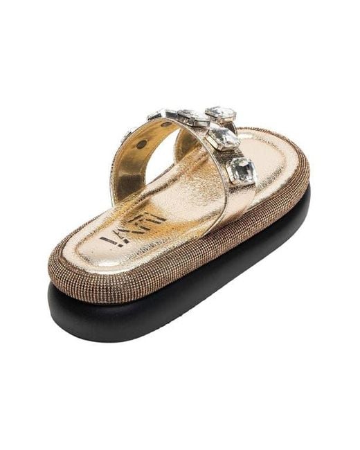 Prologue Shoes Metallic Evans Jeweled Platform Sandal