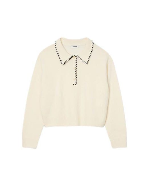 Sandro Multicolor Contrast Polo-Neck Knit Sweater