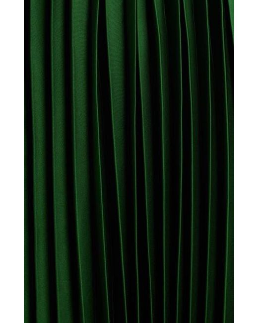 Julia Jordan Green Pleated Long Sleeve Satin Midi Dress
