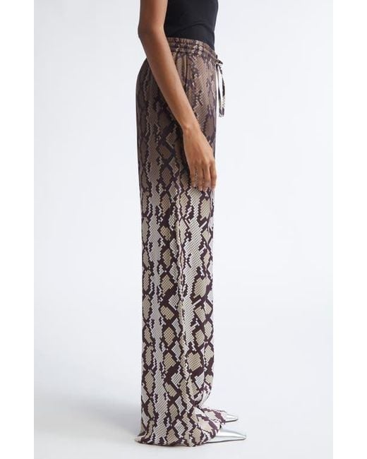 Stella McCartney Natural Snakeskin Print Satin Pajama Trousers