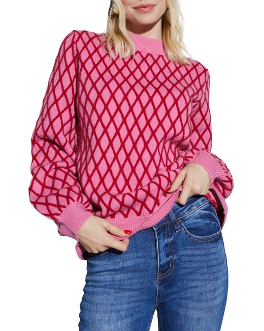 Vici Collection Red Daydreamer Mock Neck Sweater