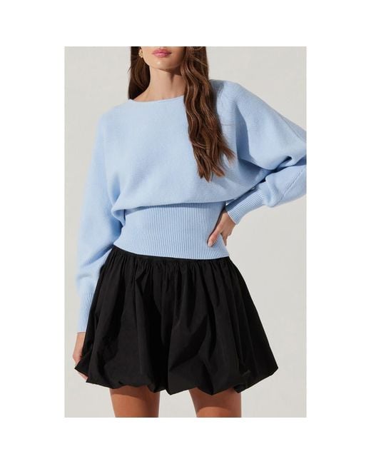 Astr Blue Rib Dolman Sleeve Sweater