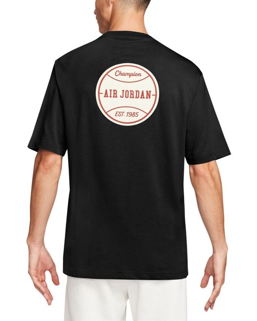 Nike Black Jordan Flight Cotton Graphic T-shirt for men