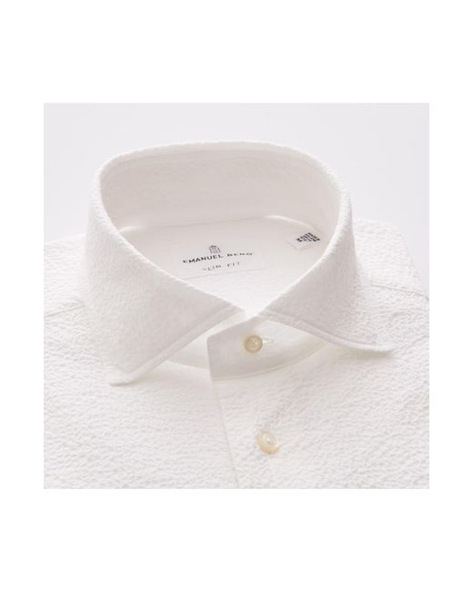 Emanuel Berg White Cotton Seersucker Button-up Shirt for men