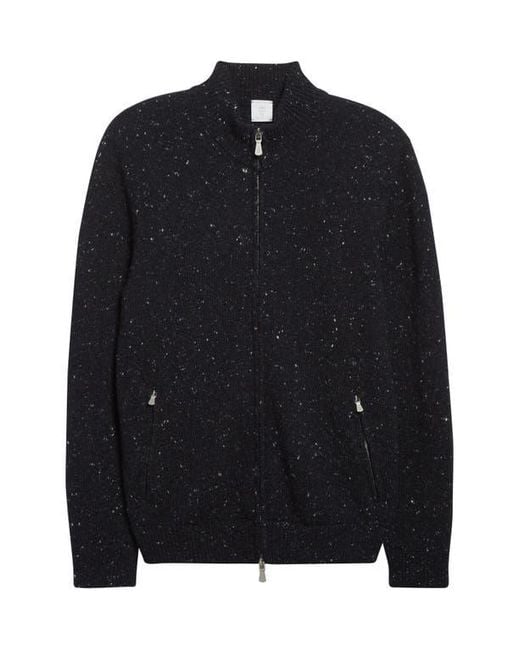 Eleventy Blue Wool & Silk Blend Zip Cardigan for men