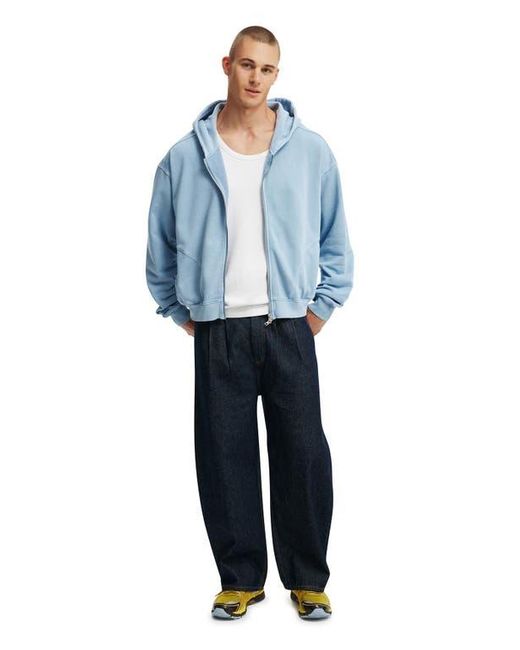 Cotton On Blue Cropped Zip Up Hoodie for men