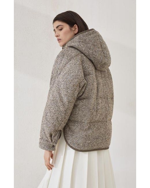 Brunello Cucinelli Gray Flecked Chevron Down Jacket