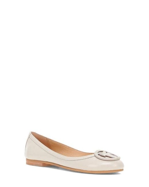 Frye White Carson Logo Ballet Flat