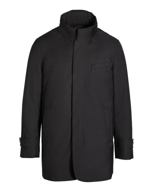 Norwegian Wool Tech Wool Blend Twill Car Coat With Stowaway Hood in